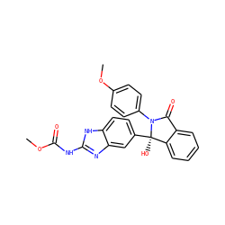 COC(=O)Nc1nc2cc([C@]3(O)c4ccccc4C(=O)N3c3ccc(OC)cc3)ccc2[nH]1 ZINC000145446937