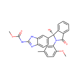 COC(=O)Nc1nc2ccc([C@@]3(O)c4ccccc4C(=O)N3c3cc(C)ccc3OC)cc2[nH]1 ZINC000221786524