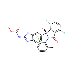 COC(=O)Nc1nc2ccc([C@]3(O)c4c(F)ccc(F)c4C(=O)N3c3c(C)cccc3Cl)cc2[nH]1 ZINC001772598043