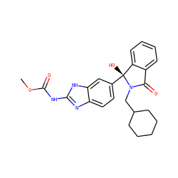 COC(=O)Nc1nc2ccc([C@]3(O)c4ccccc4C(=O)N3CC3CCCCC3)cc2[nH]1 ZINC000038254021