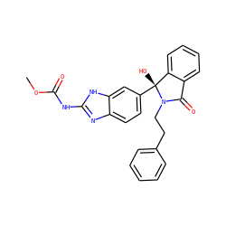 COC(=O)Nc1nc2ccc([C@]3(O)c4ccccc4C(=O)N3CCc3ccccc3)cc2[nH]1 ZINC000224148929