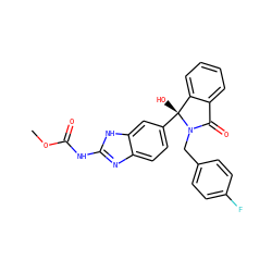COC(=O)Nc1nc2ccc([C@]3(O)c4ccccc4C(=O)N3Cc3ccc(F)cc3)cc2[nH]1 ZINC000226155682
