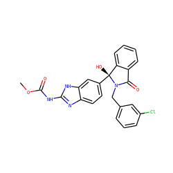 COC(=O)Nc1nc2ccc([C@]3(O)c4ccccc4C(=O)N3Cc3cccc(Cl)c3)cc2[nH]1 ZINC000035880185