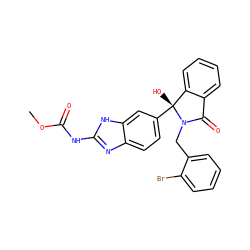 COC(=O)Nc1nc2ccc([C@]3(O)c4ccccc4C(=O)N3Cc3ccccc3Br)cc2[nH]1 ZINC000203854534