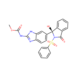 COC(=O)Nc1nc2ccc([C@]3(O)c4ccccc4C(=O)N3S(=O)(=O)c3ccccc3)cc2[nH]1 ZINC000223990706