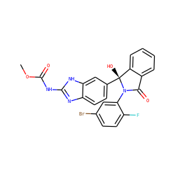 COC(=O)Nc1nc2ccc([C@]3(O)c4ccccc4C(=O)N3c3cc(Br)ccc3F)cc2[nH]1 ZINC000136928257