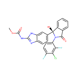 COC(=O)Nc1nc2ccc([C@]3(O)c4ccccc4C(=O)N3c3ccc(F)c(Cl)c3F)cc2[nH]1 ZINC000231549411