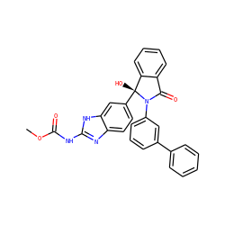 COC(=O)Nc1nc2ccc([C@]3(O)c4ccccc4C(=O)N3c3cccc(-c4ccccc4)c3)cc2[nH]1 ZINC000221131923