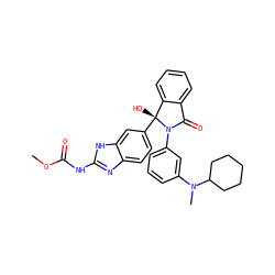 COC(=O)Nc1nc2ccc([C@]3(O)c4ccccc4C(=O)N3c3cccc(N(C)C4CCCCC4)c3)cc2[nH]1 ZINC001772620287