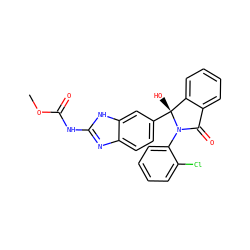 COC(=O)Nc1nc2ccc([C@]3(O)c4ccccc4C(=O)N3c3ccccc3Cl)cc2[nH]1 ZINC000136868159