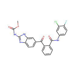 COC(=O)Nc1nc2ccc(C(=O)c3ccccc3C(=O)Nc3ccc(F)c(Cl)c3)cc2[nH]1 ZINC000142877948