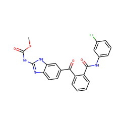 COC(=O)Nc1nc2ccc(C(=O)c3ccccc3C(=O)Nc3cccc(Cl)c3)cc2[nH]1 ZINC000230520074