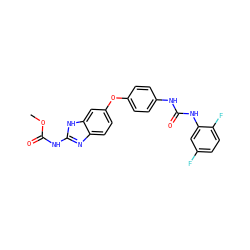 COC(=O)Nc1nc2ccc(Oc3ccc(NC(=O)Nc4cc(F)ccc4F)cc3)cc2[nH]1 ZINC000014965496