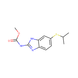 COC(=O)Nc1nc2ccc(SC(C)C)cc2[nH]1 ZINC000004245701