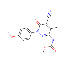 COC(=O)Nc1nn(-c2ccc(OC)cc2)c(=O)c(C#N)c1C ZINC000001425327