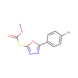COC(=O)Sc1nnc(-c2ccc(Br)cc2)o1 ZINC000000179360
