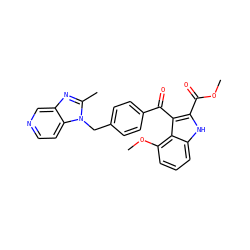COC(=O)c1[nH]c2cccc(OC)c2c1C(=O)c1ccc(Cn2c(C)nc3cnccc32)cc1 ZINC000013776696