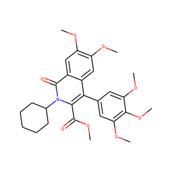COC(=O)c1c(-c2cc(OC)c(OC)c(OC)c2)c2cc(OC)c(OC)cc2c(=O)n1C1CCCCC1 ZINC000013863104