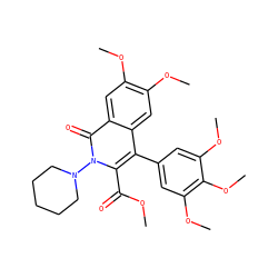 COC(=O)c1c(-c2cc(OC)c(OC)c(OC)c2)c2cc(OC)c(OC)cc2c(=O)n1N1CCCCC1 ZINC000013863105