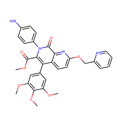 COC(=O)c1c(-c2cc(OC)c(OC)c(OC)c2)c2ccc(OCc3ccccn3)nc2c(=O)n1-c1ccc(N)cc1 ZINC000026399344