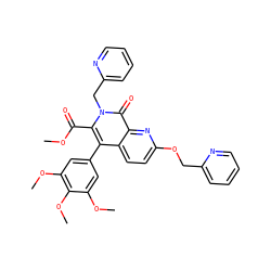 COC(=O)c1c(-c2cc(OC)c(OC)c(OC)c2)c2ccc(OCc3ccccn3)nc2c(=O)n1Cc1ccccn1 ZINC000026388447