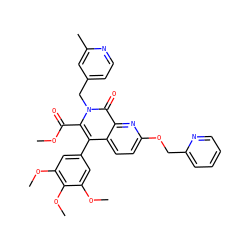 COC(=O)c1c(-c2cc(OC)c(OC)c(OC)c2)c2ccc(OCc3ccccn3)nc2c(=O)n1Cc1ccnc(C)c1 ZINC000001487887