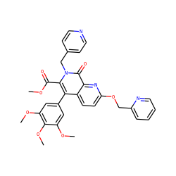 COC(=O)c1c(-c2cc(OC)c(OC)c(OC)c2)c2ccc(OCc3ccccn3)nc2c(=O)n1Cc1ccncc1 ZINC000026396917