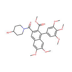 COC(=O)c1c(C(=O)N2CCC(O)CC2)cc2cc(OC)c(OC)cc2c1-c1cc(OC)c(OC)c(OC)c1 ZINC000028757183