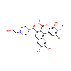 COC(=O)c1c(C(=O)N2CCN(CCO)CC2)cc2cc(OC)c(OC)cc2c1-c1cc(Br)c(OC)c(OC)c1 ZINC000028757660