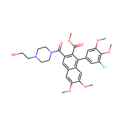 COC(=O)c1c(C(=O)N2CCN(CCO)CC2)cc2cc(OC)c(OC)cc2c1-c1cc(Cl)c(OC)c(OC)c1 ZINC000021290020