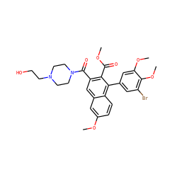 COC(=O)c1c(C(=O)N2CCN(CCO)CC2)cc2cc(OC)ccc2c1-c1cc(Br)c(OC)c(OC)c1 ZINC000028758040