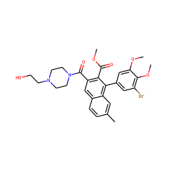 COC(=O)c1c(C(=O)N2CCN(CCO)CC2)cc2ccc(C)cc2c1-c1cc(Br)c(OC)c(OC)c1 ZINC000028757783