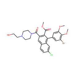 COC(=O)c1c(C(=O)N2CCN(CCO)CC2)cc2ccc(Cl)cc2c1-c1cc(Br)c(OC)c(OC)c1 ZINC000028756321