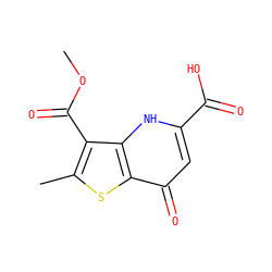 COC(=O)c1c(C)sc2c(=O)cc(C(=O)O)[nH]c12 ZINC000013603668