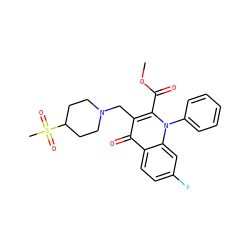 COC(=O)c1c(CN2CCC(S(C)(=O)=O)CC2)c(=O)c2ccc(F)cc2n1-c1ccccc1 ZINC000095560596