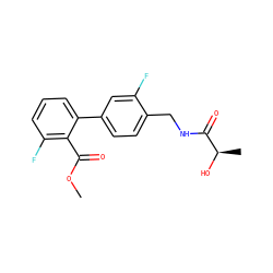 COC(=O)c1c(F)cccc1-c1ccc(CNC(=O)[C@@H](C)O)c(F)c1 ZINC000029128694