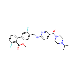 COC(=O)c1c(F)cccc1-c1ccc(CNc2ccc(C(=O)N3CCN(C(C)C)CC3)cn2)c(F)c1 ZINC000036161577