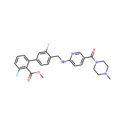 COC(=O)c1c(F)cccc1-c1ccc(CNc2ccc(C(=O)N3CCN(C)CC3)cn2)c(F)c1 ZINC000034893255