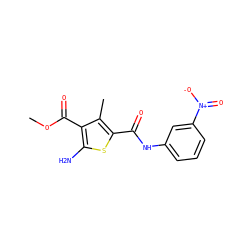 COC(=O)c1c(N)sc(C(=O)Nc2cccc([N+](=O)[O-])c2)c1C ZINC000002880897