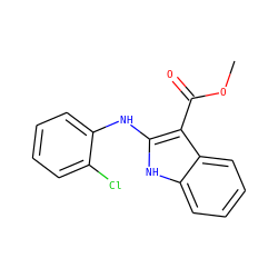 COC(=O)c1c(Nc2ccccc2Cl)[nH]c2ccccc12 ZINC000040980869