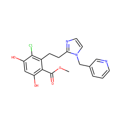 COC(=O)c1c(O)cc(O)c(Cl)c1CCc1nccn1Cc1cccnc1 ZINC000203532235
