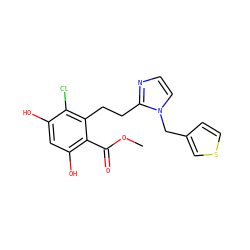 COC(=O)c1c(O)cc(O)c(Cl)c1CCc1nccn1Cc1ccsc1 ZINC000653864099