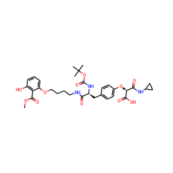COC(=O)c1c(O)cccc1OCCCCNC(=O)[C@H](Cc1ccc(O[C@H](C(=O)O)C(=O)NC2CC2)cc1)NC(=O)OC(C)(C)C ZINC000003925746