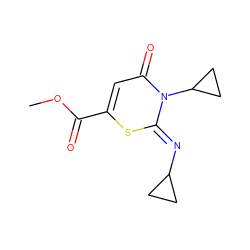 COC(=O)c1cc(=O)n(C2CC2)/c(=N/C2CC2)s1 ZINC000100905577