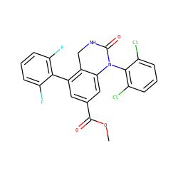 COC(=O)c1cc(-c2c(F)cccc2F)c2c(c1)N(c1c(Cl)cccc1Cl)C(=O)NC2 ZINC000013487109