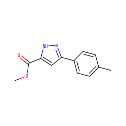 COC(=O)c1cc(-c2ccc(C)cc2)n[nH]1 ZINC000003906380