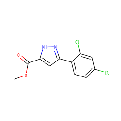 COC(=O)c1cc(-c2ccc(Cl)cc2Cl)n[nH]1 ZINC000004243782