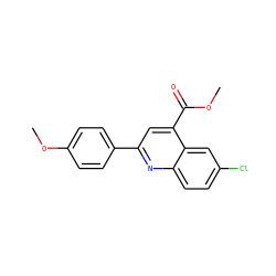 COC(=O)c1cc(-c2ccc(OC)cc2)nc2ccc(Cl)cc12 ZINC000000457380
