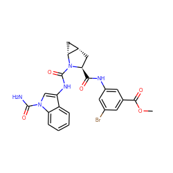 COC(=O)c1cc(Br)cc(NC(=O)[C@@H]2C[C@H]3C[C@H]3N2C(=O)Nc2cn(C(N)=O)c3ccccc23)c1 ZINC000148273882