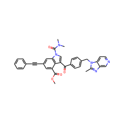 COC(=O)c1cc(C#Cc2ccccc2)cc2c1c(C(=O)c1ccc(Cn3c(C)nc4cnccc43)cc1)cn2C(=O)N(C)C ZINC000028018593